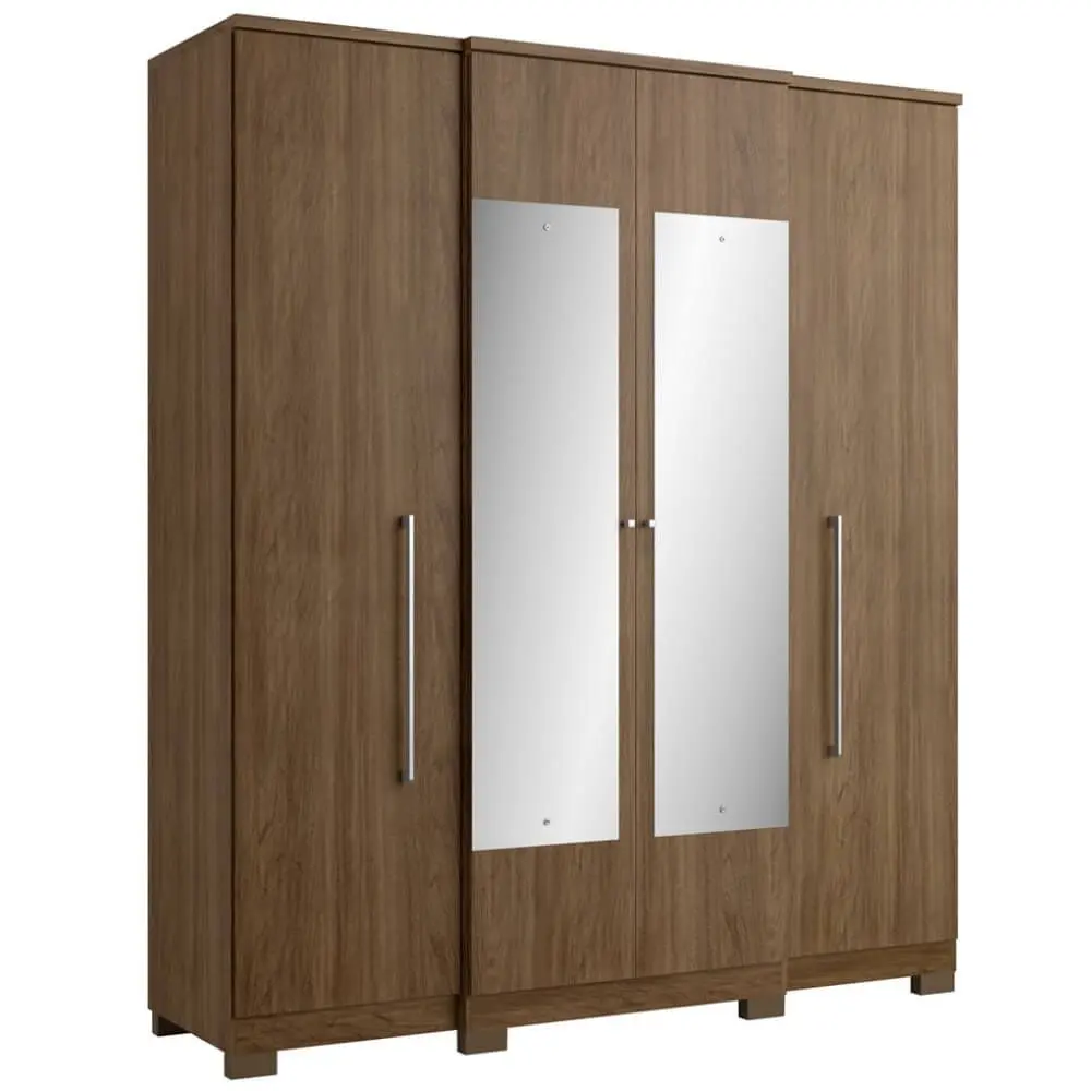 Guarda Roupa / Roupeiro Casal THB Splendore Glass 4 Portas 2 Gavetas Carvalho