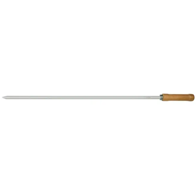 Espeto Simples 85cm Mor Churrasco Aço Cromado Cabo Madeira