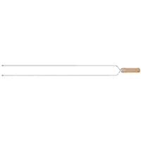 Espeto Duplo 85cm Mor Churrasco Aço Cromado Cabo Madeira