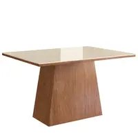 Mesa MDF 1.20m Zamarchi Canela/Off White Tampo em MDF Com Vidro 80x90x120cm