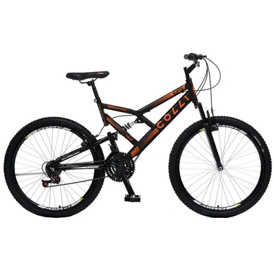 Bicicleta Colli Bike Gps Aro 26 Full Suspensão 21 Marchas 72 Raios - Preto/laranja