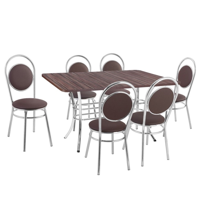Jogo mesa jantar cromada com 6 cadeira