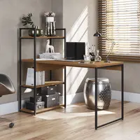 Mesa De Escritório Kappesberg Industrial LI010 3 Prateleiras Freijó 136cm