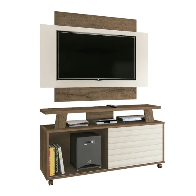 Rack com Painel Rivera Barcellona 143x119x34cm Mocaccino/nature Off Whit