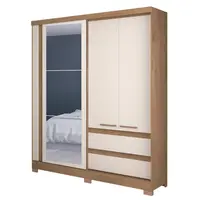 Guarda Roupa / Roupeiro 3 Portas 2 Gavetas com Espelho Condor Barcellona 213x178x49cm