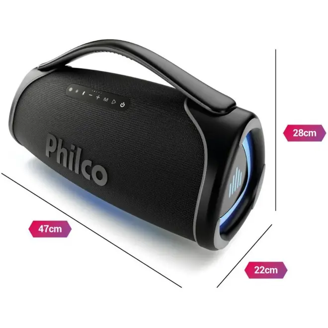 Caixa de Som Portátil Philco BoomBox PBX01 com Bateria 300W