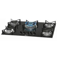 Fogão Cooktop à Gás Fischer 1743/5733 5 Bocas Tripla Chama Mesa De Vidro