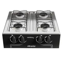 Fogão a Gás Braslar Asiático 4 Bocas Portátil Sem Forno Acendimento Manual