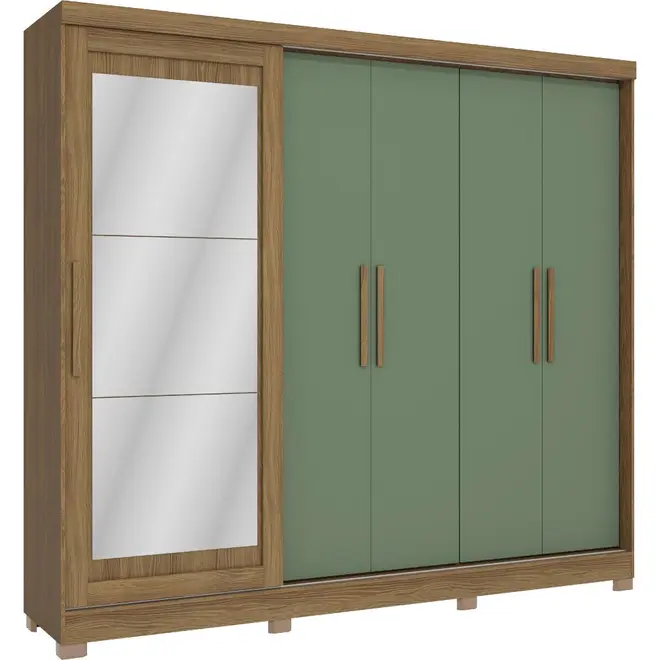 Guarda Roupa / Roupeiro Kappesberg CB01N564-NGVE 5 Portas 4 Gavetas com Espelho 223x245x56cm Nogueira/verde