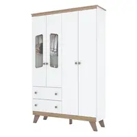 Guarda Roupa / Roupeiro Infantil Henn I125-190 Confete 4 Portas 2 Gavetas 200x131x41cm Branco