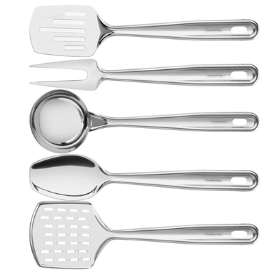Jogo Utensílios Aço Inox 66815 Extrata 5 Peças Com Suporte de Parede ...