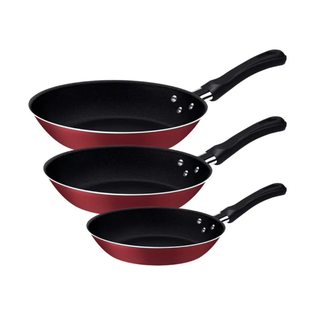 Conjunto De Frigideiras Tramontina 20297 Caribe Em Alumínio 3 Peças Vermelho/preto