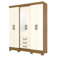Roupeiro Henn B23 6 Portas e 3 Gavetas Com Espelho 201x163x47cm
