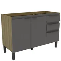Balcão Pia Mademovel 2326 Magnolia 120cm 2 Portas 3 Gavetas Sem Tampo