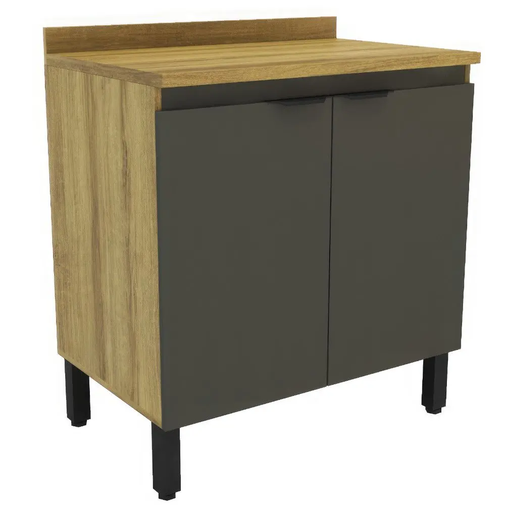 Balcão Mademovel 2301 Magnolia 80cm 2 Portas Com Tampo Mel/grafite