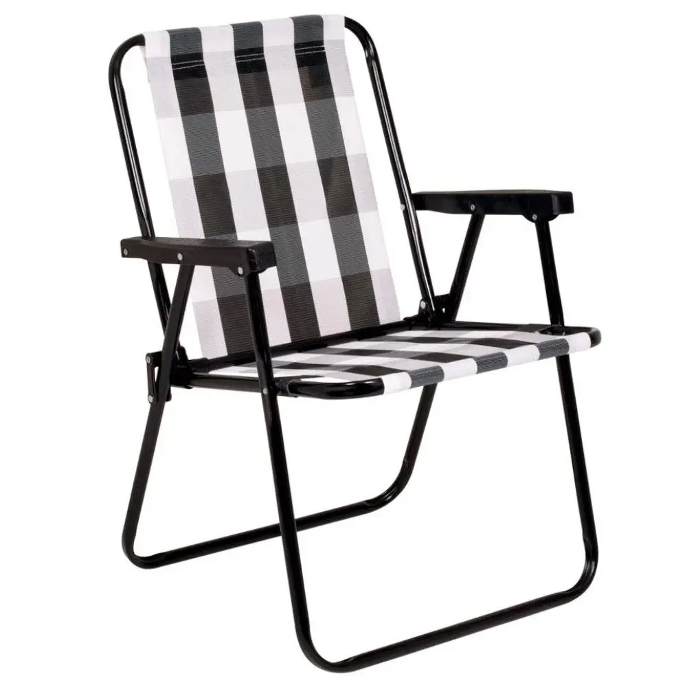 Cadeira De Praia Mor 2583 Retrô Alta / Dobrável Aço Carbono 110kg Preto/listrado