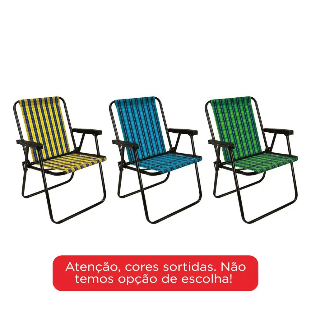 Cadeira de Praia Mor 2050 Dobrável De Aço Cores Sortidas Sortido