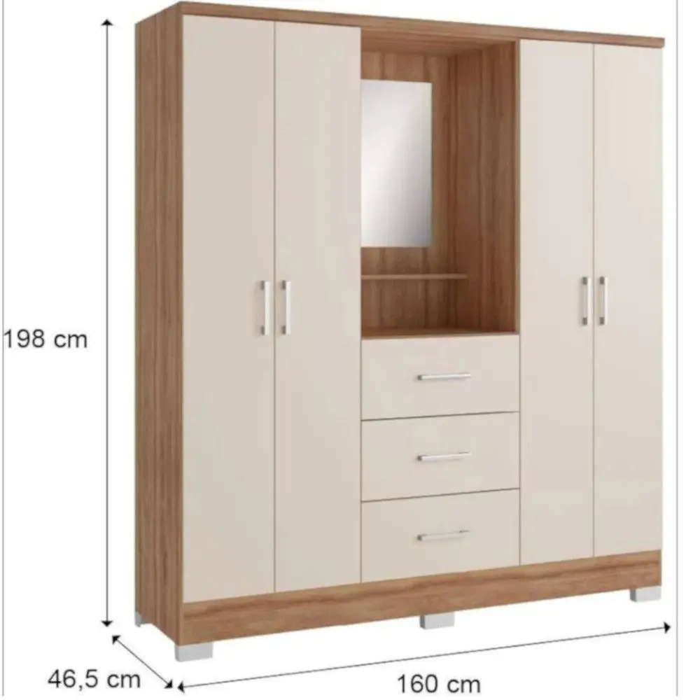 Guarda Roupa / Roupeiro Carraro Roma 1181 4 Portas 3 Gavetas Com
