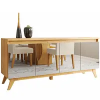 Buffet Sala De Estar Viero Glamour Mel 4 Portas Com Espelho 76x156x41cm