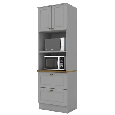 Torre Quente Forno e Microondas Henn C351 Com 2 Portas e 2 Gavetas 221x72x54cm