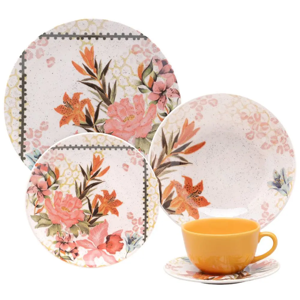 Aparelho De Jantar Oxford Biona 5820 Buque Tropical 30 Peças Cerâmica