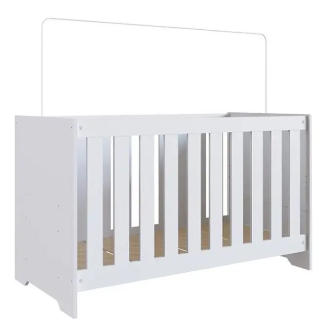 Berço Completa LA003 BC/BC Aconchego 3 em 1 com Suporte Mosquiteiro 79x133x64,8cm Branco