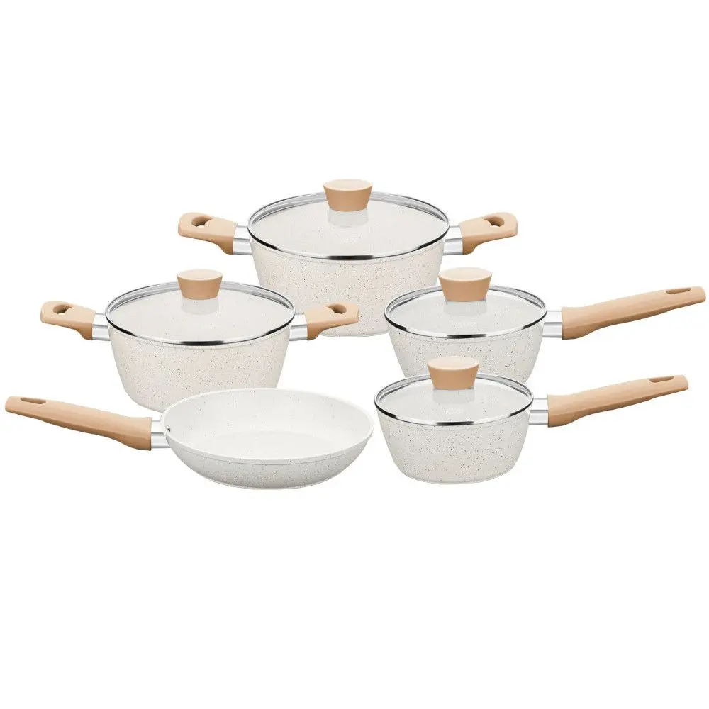 Conjunto de Panelas MTA Ceramic-Flon Carmela 5 Peças Alumínio Bege