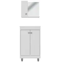 Conjunto Banheiro Ozini C00D45002-B-45 Aéreo Com Espelho Cuba e Balcão