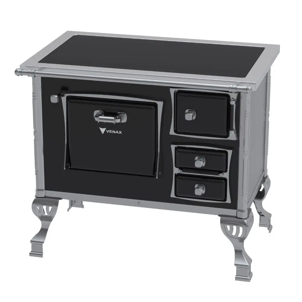 Fogão a Lenha Venax N1 Saída Esquerda 34978 Premium Chapa em Vitrocerâmico Sem Tampa