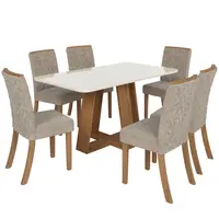 Conjunto Henn Mesa Retangular Canto Arredondado SC92-127 Com 6 Cadeiras S39-538 Estofadas