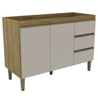 Balcão Pia Mademovel 102407 Margarida 2 Portas 3 Gavetas Sem Tampo 120cm