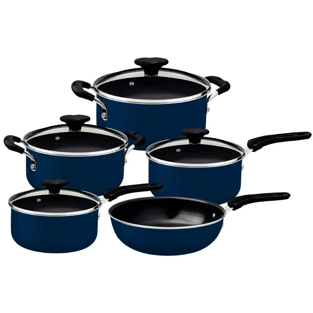 Conjunto Panelas Tramontina 28799 Tunis Alumínio Com Revestimento Interno Cerâmico 5 Peças Azul Mediterraneo