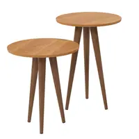 Conjunto 2 Mesas Apoio Canto e Lateral Slim Patrimar MDF Redonda