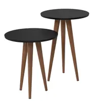 Conjunto 2 Mesas Apoio Canto e Lateral Slim Patrimar MDF Redonda