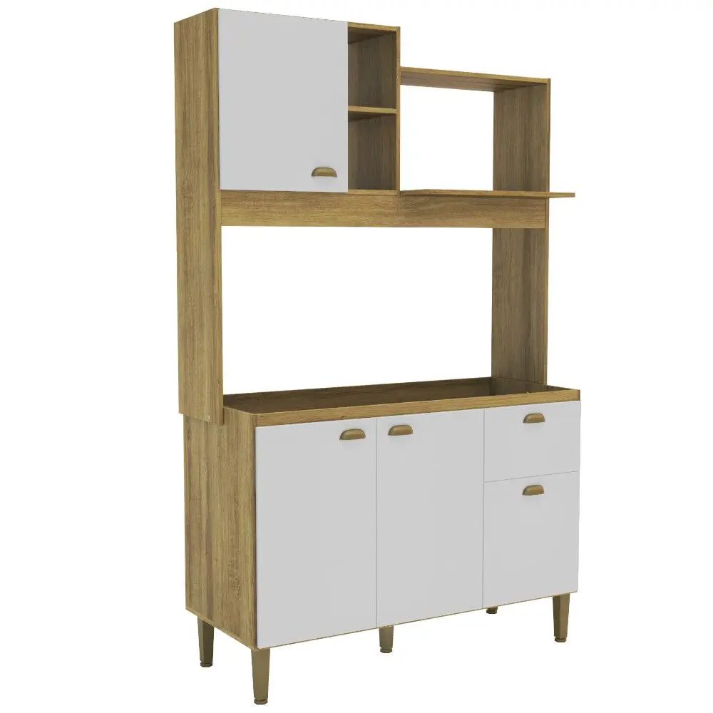 Cozinha Compacta Mademovel 2336 Azaleia 4 Portas 1 Gaveta Sem Pia 200x123x50,5cm Mel/branco