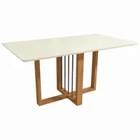 Mesa de Jantar Kappesberg CSJ1525 6 Lugares Retangular com Vidro Off White 160x90cm