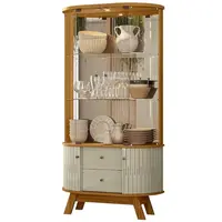 Cristaleira Madetec Moss 311140 4 Portas 2 Gavetas com Vidro 180x90x38cm