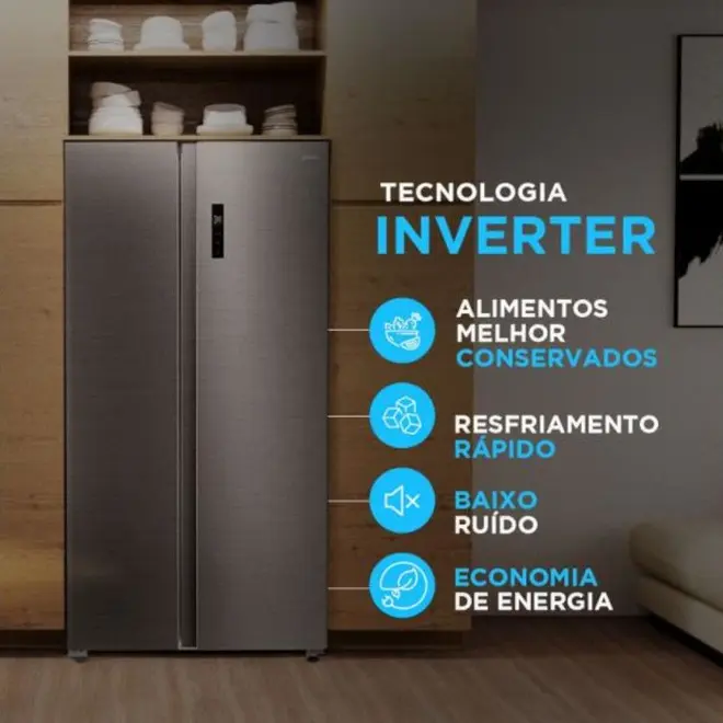 Geladeira Midea MD-RS710FGD46 511L Frost Free Side By Side
