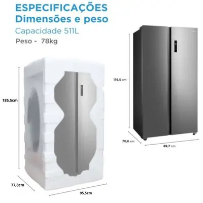 middy 様 Geladeira Midea MD-RS710FGD46 511L Frost Free Side By Side
