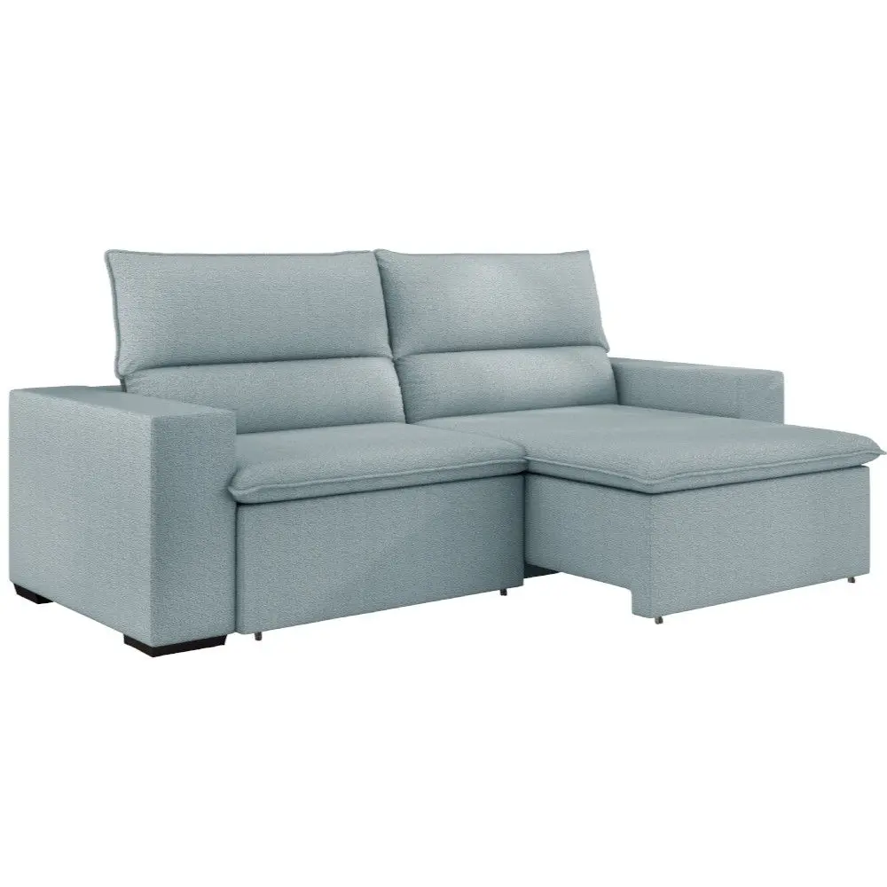 Sofá Estofado Arte Cúbica AC242 Belize Boucle Retrátil 100x220x102cm Chumbo