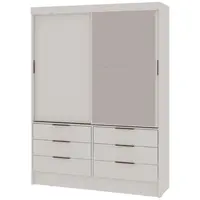 Roupeiro / Guarda Roupa GenialFlex 0559 2 Portas 6 Gavetas Com Espelho 200x108x46cm