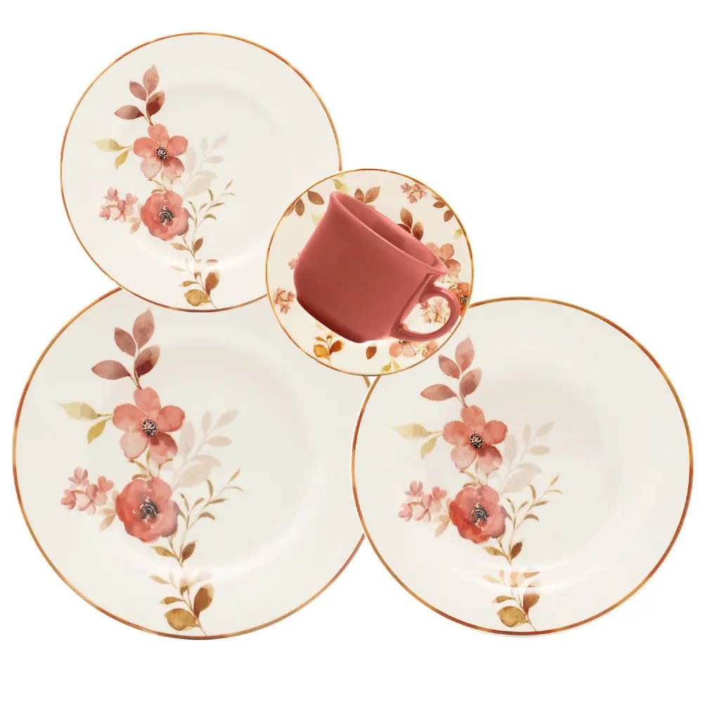 Aparelho De Jantar Oxford 140519 Chá das 5 20 Peças Vermelho/branco