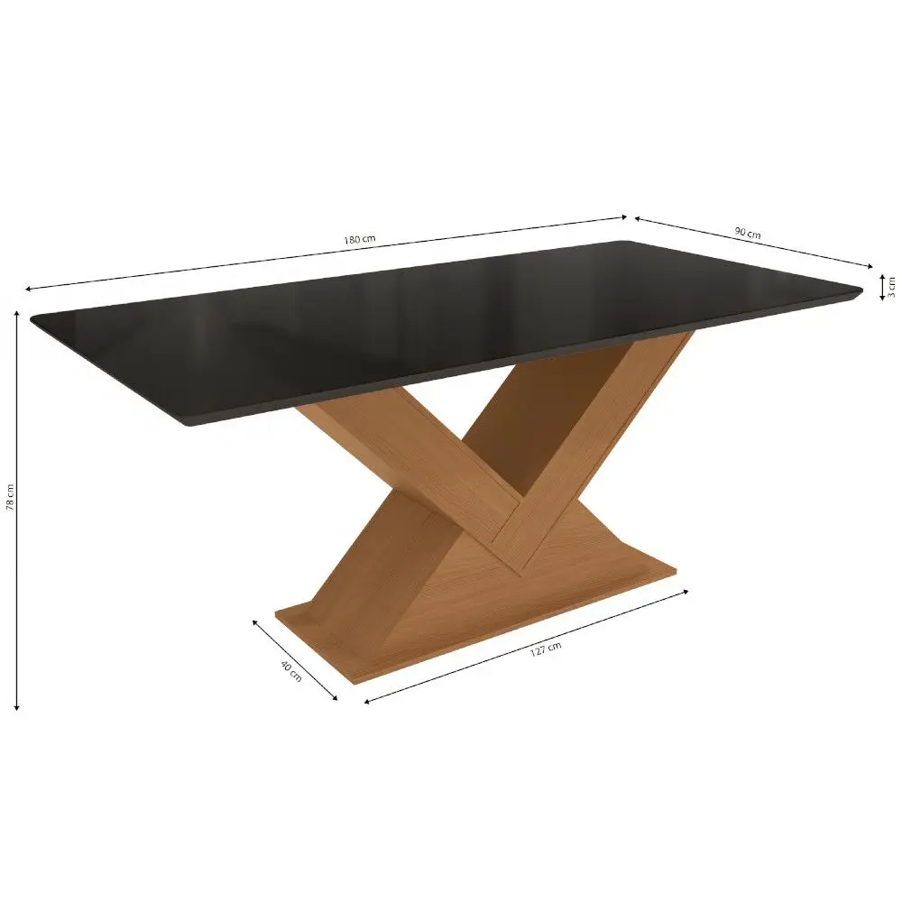 Mesa de Jantar Kappesberg CSJ1627-CNPRFV7 Retangular Com Vidro