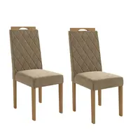 Conjunto 2 Cadeiras Estofadas Kappesberg 2CAD152EA A036 Veludo Bege