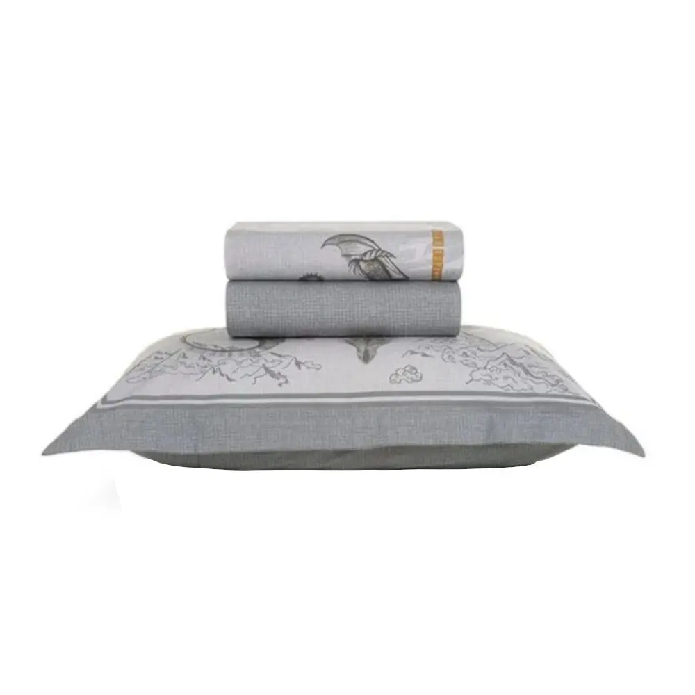 Jogo de Cama Karsten Dragoes 3 Peças Solteiro 200 Fios Cinza