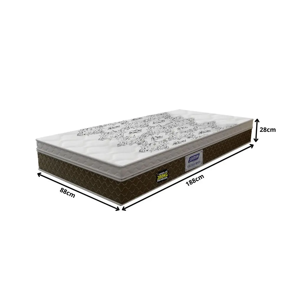 Colchão Solteiro Gazin Stone Plus Misto Eps D45 28x88x188cm