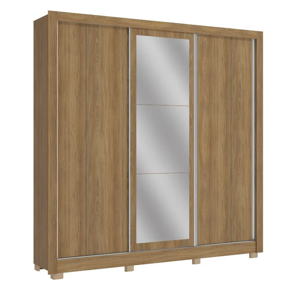 Guarda Roupa / Roupeiro Kappesberg CB01M570 Flex 3 Portas Correr 2 Gavetas Com Espelho 223x223x53cm Nogueira /fendi