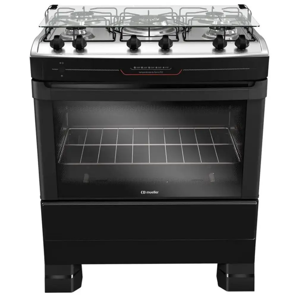 Fogão a Gás Mueller MFI5BF 5 Bocas Piso Acendimento Automático Preto Fosco