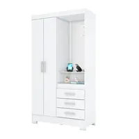 Guarda Roupa / Roupeiro Henn B64 2 Portas 3 Gavetas Com Espelho 200x109,5x46,5cm