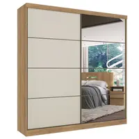 Guarda Roupa / Roupeiro THB 5876 Málaga Full Glass 2 Portas 6 Gavetas Com Espelho 222x230x55cm